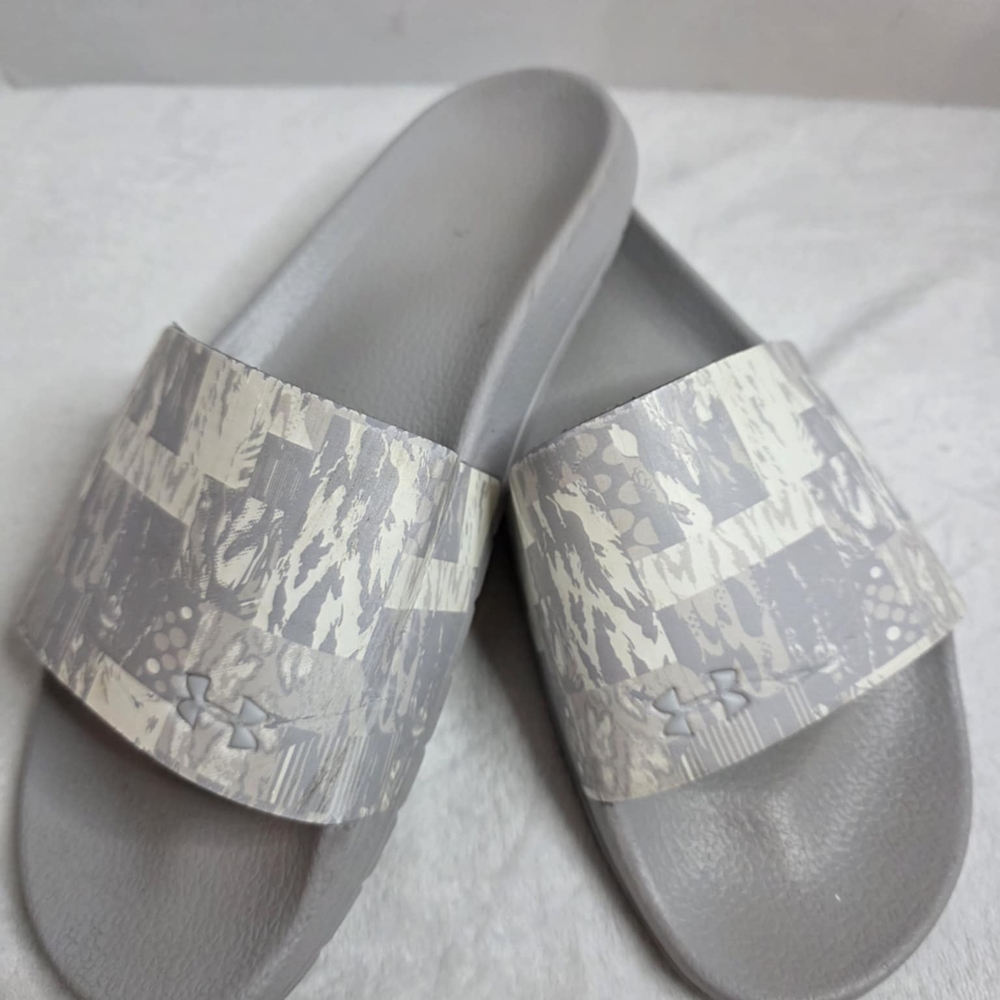 Under Armour Men's Gray Digital Camo Core Remix Slides Size 12